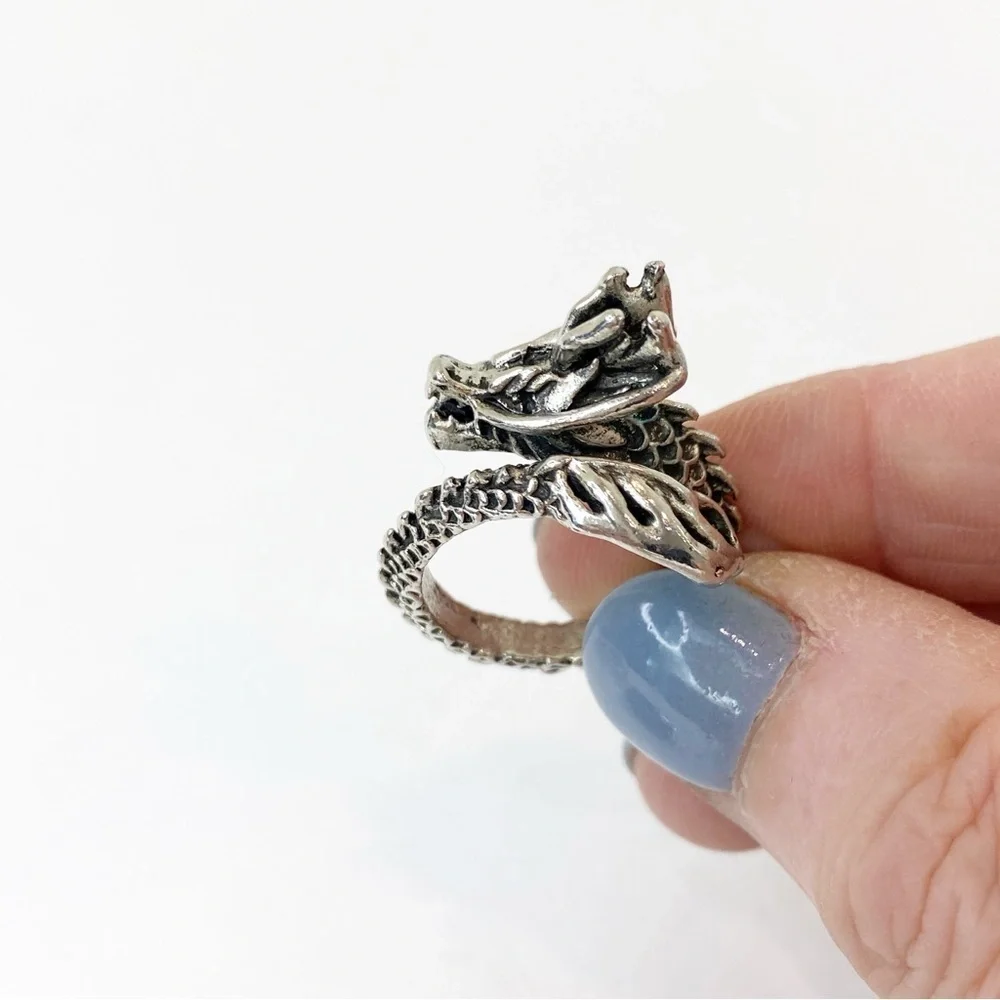 Lot of 5 Fashion Silver & Costume Rings Dragon, Dragonfly, Lia Sophia